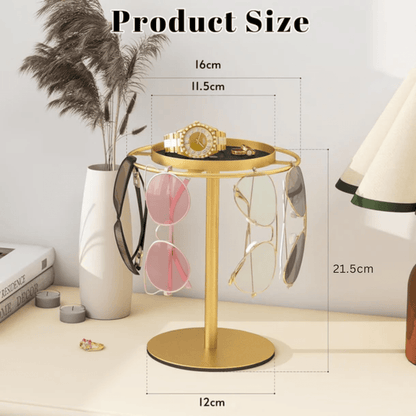 Metal Eyeglass Holder Stand with Storage Tray Organizer (12cm)