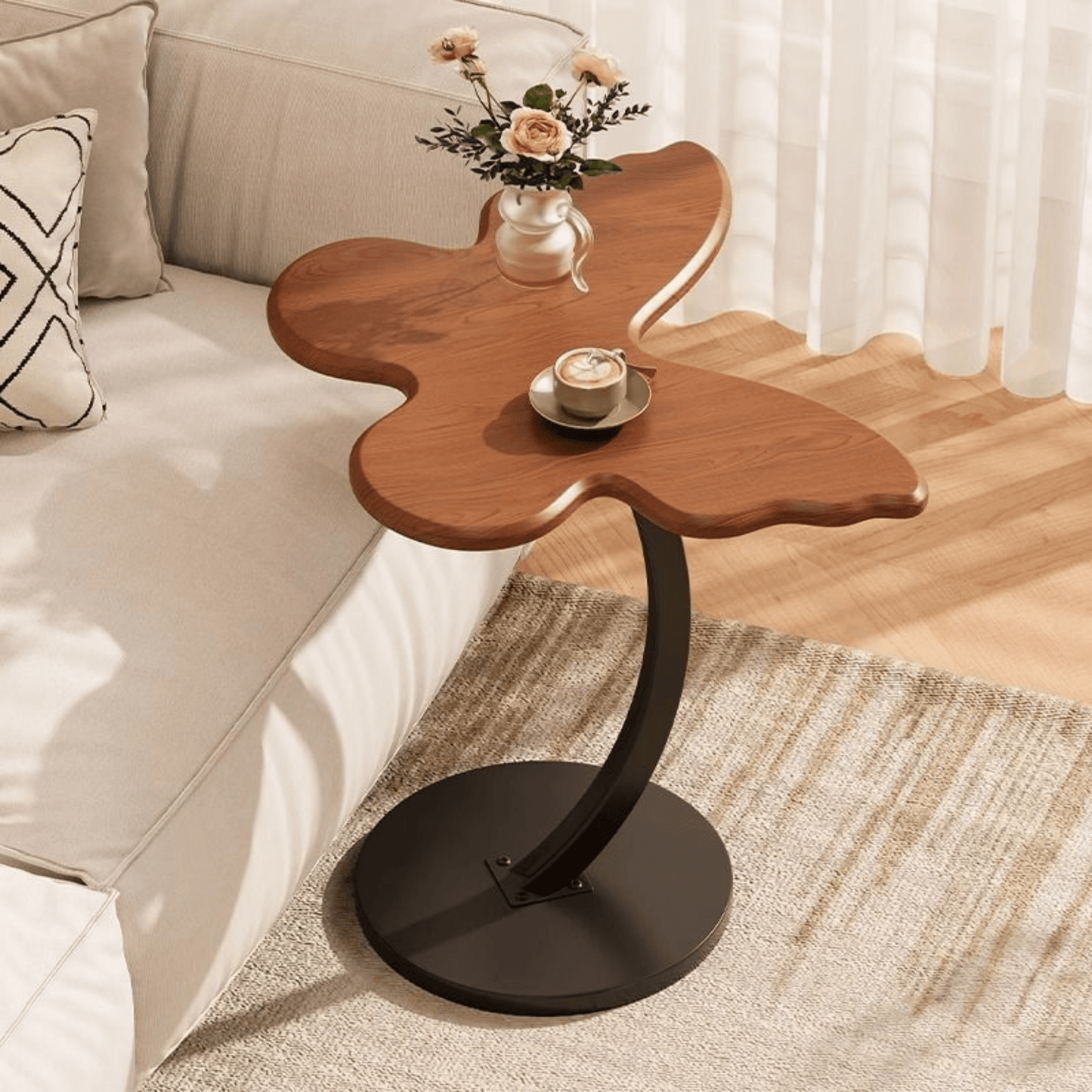 Multi-Purpose Metal Butterfly Bedside Table with Rounded Safe Corners (30cm)