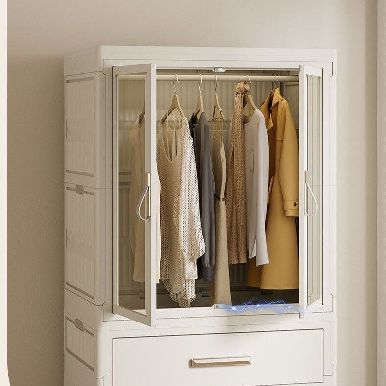 Foldable Storage Wardrobe with 1 Cabinet & 1 Drawer