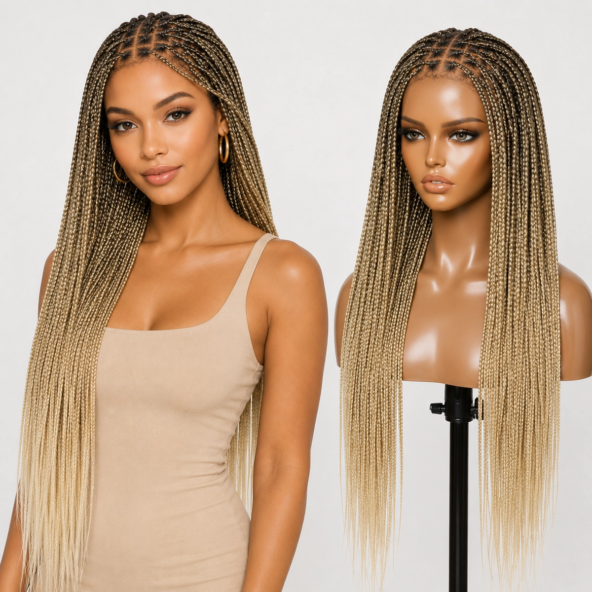 ✨[New Arrival] Salon Braids Super Natural Scalp Full HD Lace Knotless Box Braided Wig