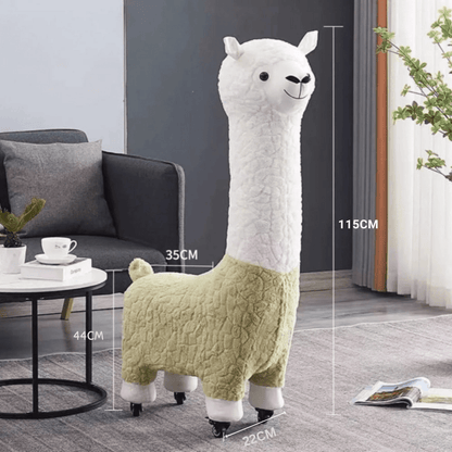 Multi-Purpose Alpaca Fleece Fabric Footstool with Wheels(115cm)