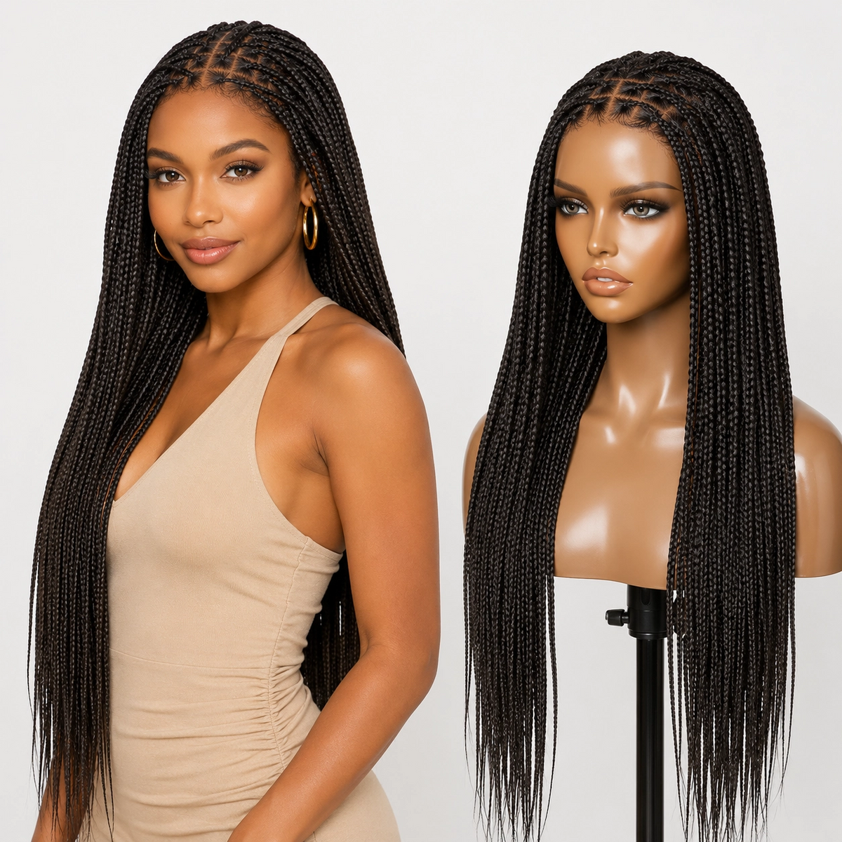✨[New Arrival] Salon Braids Super Natural Scalp Full HD Lace Knotless Box Braided Wig