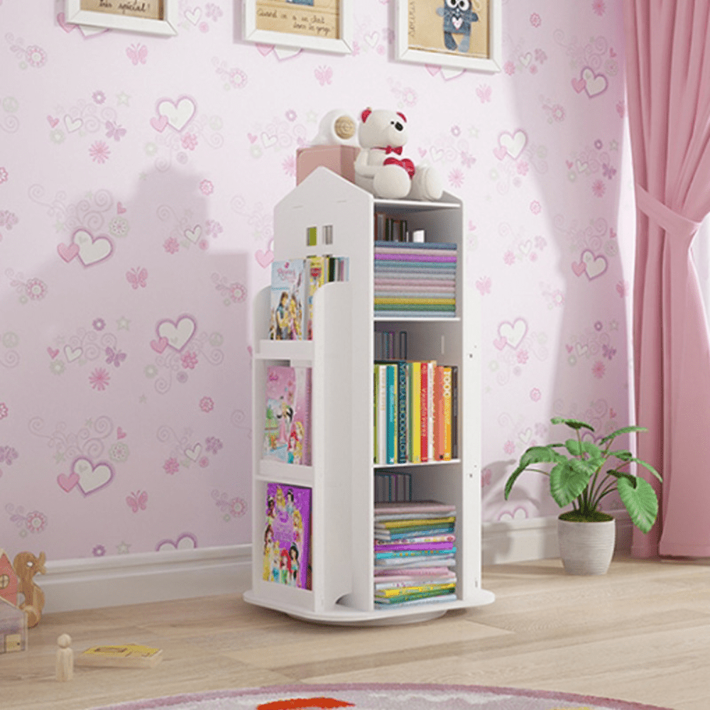 House Shape Multi-Layer Kids Storage Bookshelf with Side Racks