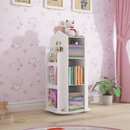 House Shape Multi-Layer Kids Storage Bookshelf with Side Racks