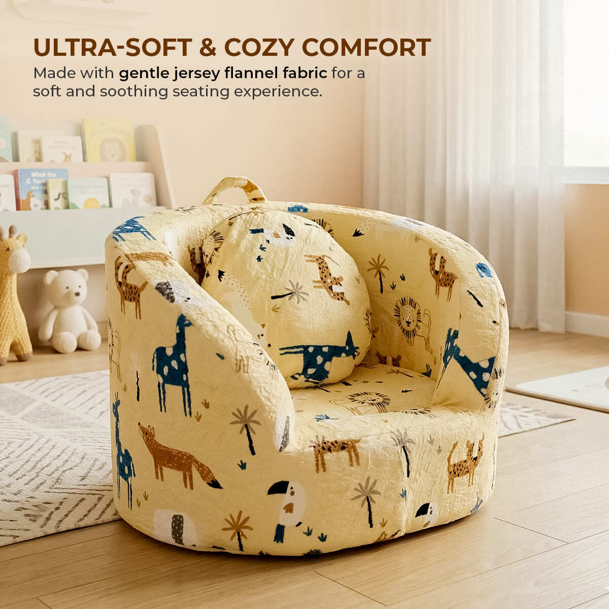 Soft Cushioned Kid’s Lounge Sofa Chair with Safari Design