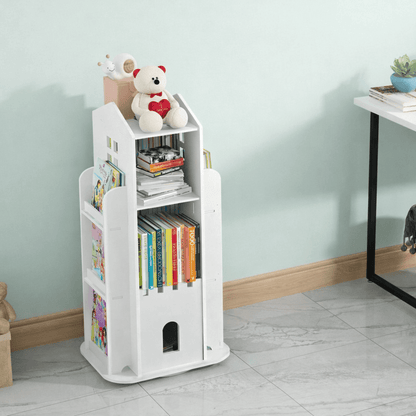 House Shape Multi-Layer Kids Storage Bookshelf with Side Racks