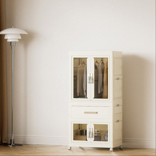 Foldable Storage Wardrobe with 1 Cabinet & 1 Drawer