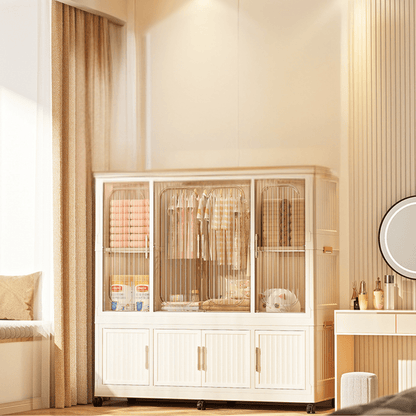 Multi-Tier Magnetic Door Plastic Storage Wardrobe With Wheels(120cm)