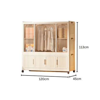 Multi-Tier Magnetic Door Plastic Storage Wardrobe With Wheels(120cm)